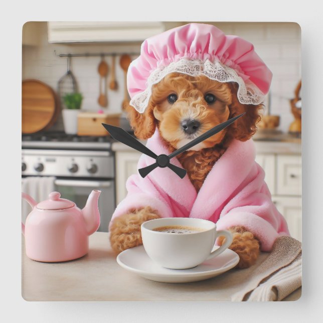 Reloj Cuadrado Funny Clock Clock Coffs Lovers Wall Clock (Anverso)