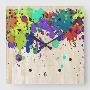 Reloj Cuadrado FUNNY COLOR SPLASH I + tus ideas