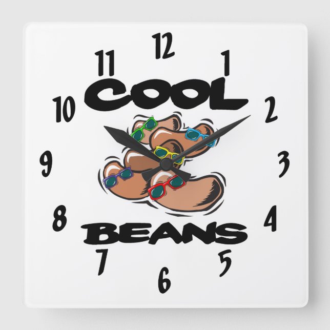 Reloj Cuadrado funny cool beans graphic (Anverso)