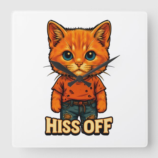 Reloj Cuadrado Funny Cool  Cat Quote Tee (Anverso)