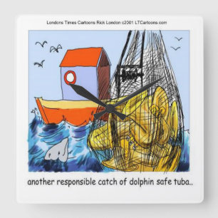 Reloj Cuadrado Funny Dolphin-Safe Tuba Wall Clock