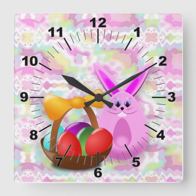 Reloj Cuadrado Funny Easter  Wall Clock (Anverso)