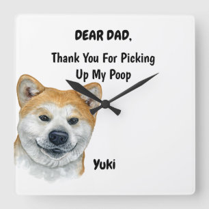 Reloj Cuadrado Funny Fawn Akita Inu Dad Watercolor Canina Art