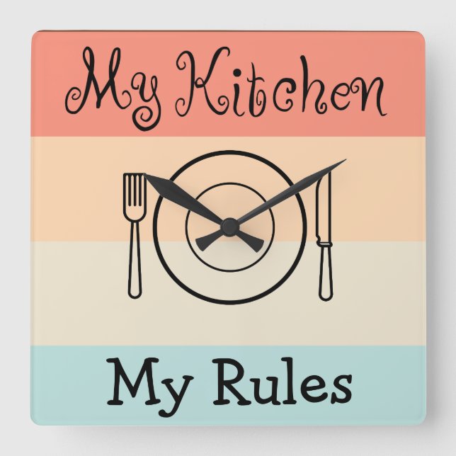 Reloj Cuadrado Funny Kitchen Wall Decor (Anverso)