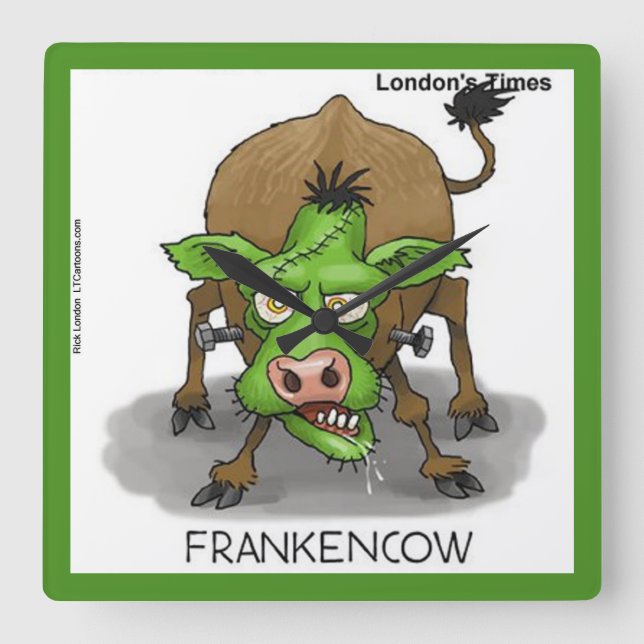 Reloj Cuadrado Funny Monster Cow Square Wall Clock (Anverso)