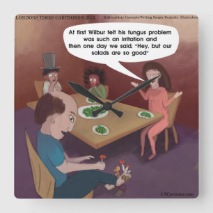 Reloj Cuadrado Funny Mushroom Salad Square Wall Clock