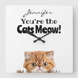 Reloj Cuadrado Funny Naranja Ginger Tabby Cat Wall Clock