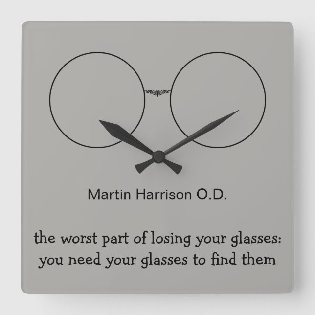 Reloj Cuadrado Funny Optometrist Office Wall Clocks (Anverso)