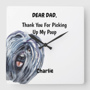 Reloj Cuadrado Funny Puli Dog Dad Watercolor Canina Art 