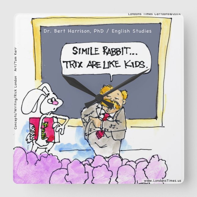 Reloj Cuadrado Funny Rabbit Grammar Police Wall Clock (Anverso)