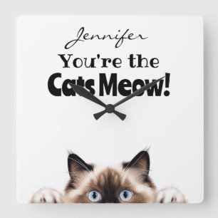 Reloj Cuadrado Funny Ragdoll Cat Wall Clock