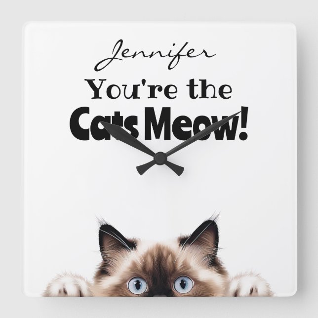 Reloj Cuadrado Funny Ragdoll Cat Wall Clock (Anverso)