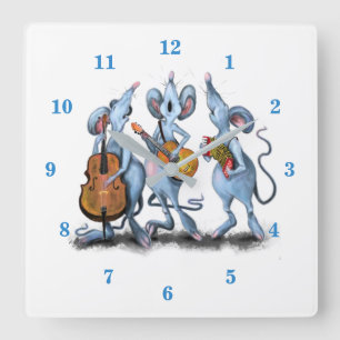 Reloj Cuadrado Funny Romantic Mouse Band - Cartoon Animal Drawing