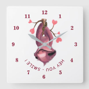 Reloj Cuadrado Funny Romantic Sloan Wall Clock - Sonríe tu texto