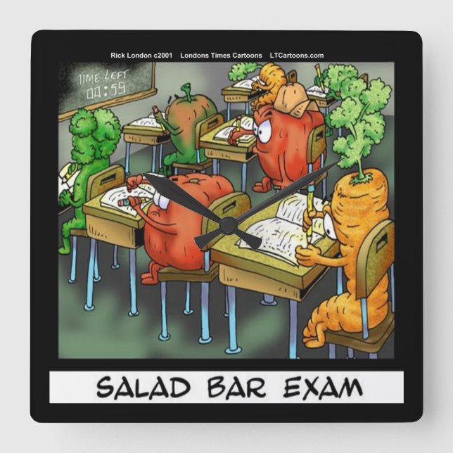 Reloj Cuadrado Funny Salad Bar Exam Wall Clock (Anverso)