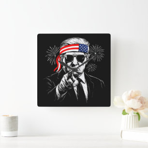 Reloj Cuadrado Funny Trump Golfo De Estados Unidos 2025 4 De Juli