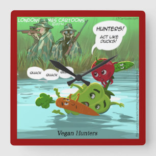 Reloj Cuadrado Funny Vegan Hunter Square Wall Clock