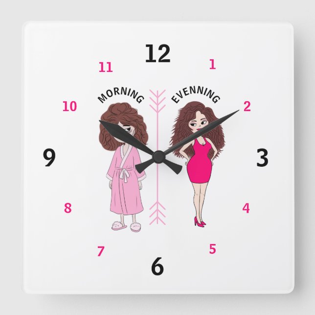 Reloj Cuadrado Funny Women Mood Wall Clock (Anverso)