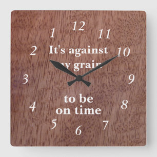 Reloj Cuadrado Funny Wood Grain Backup Clock Mango Personalizado