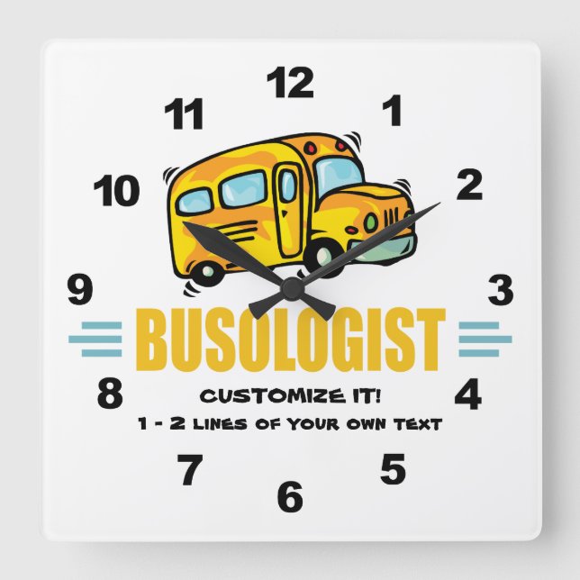 Reloj Cuadrado Funny Yellow School Bus Driver Humorous (Anverso)