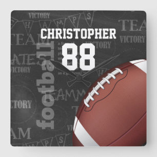 Reloj Cuadrado Fútbol americano personalizado de la pizarra