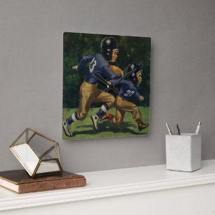 Reloj Cuadrado Fútbol Antiguo, Niños, Niños Jugando Deportes 