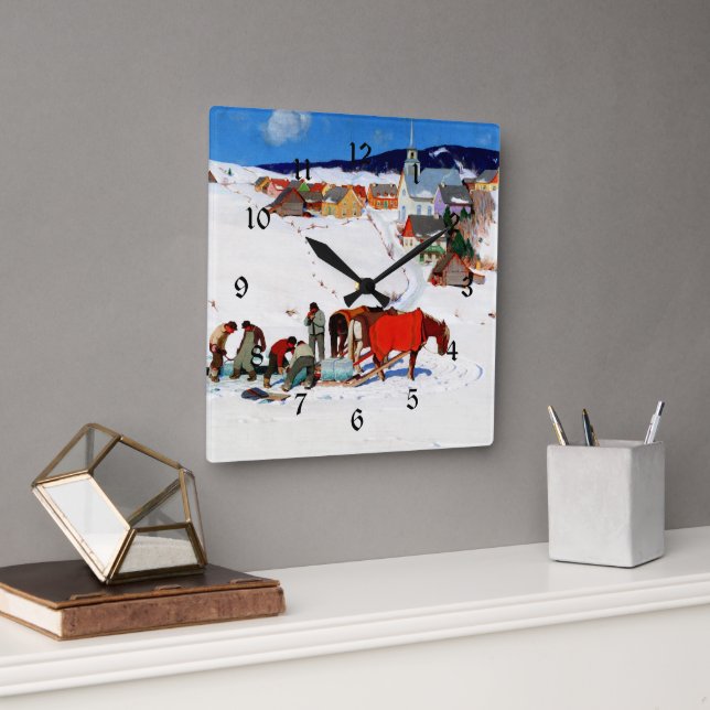 Reloj Cuadrado Gagnón - La cosecha de hielo (Oficina)