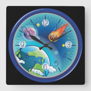Reloj Cuadrado Galaxia colorida