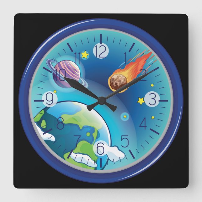 Reloj Cuadrado Galaxia colorida (Anverso)