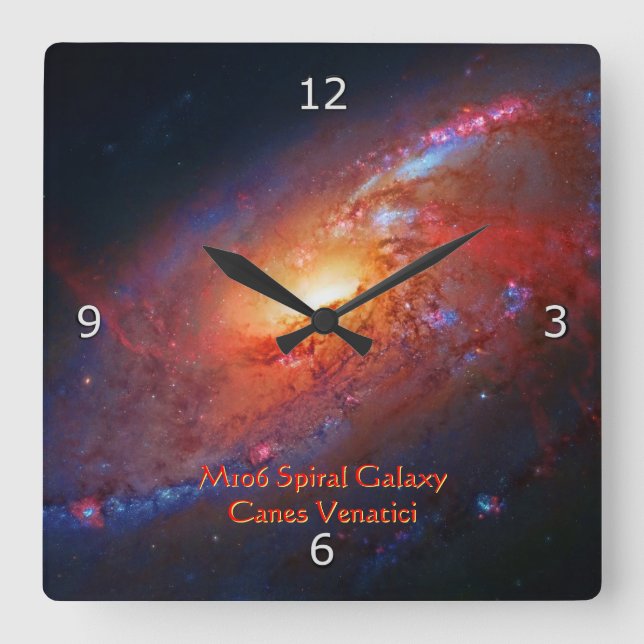 Reloj Cuadrado Galaxia espiral M106, Canes Venatici (Anverso)