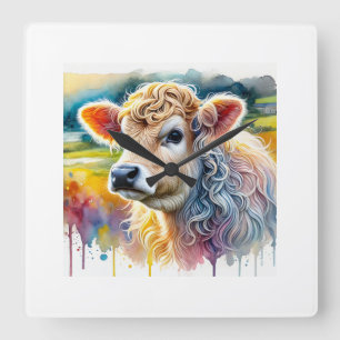 Reloj Cuadrado Galician Blond Cow 031124AREF127 - Watercolor