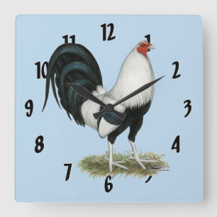 Reloj Cuadrado Gallina Gamecock de ala de pato plateada