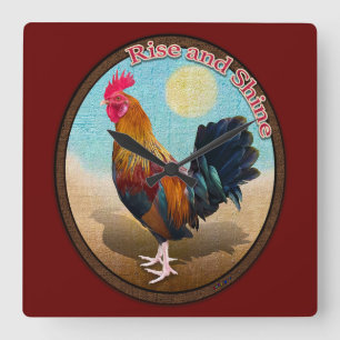 Reloj Cuadrado Gallo Gitano de Key West Rise and Shine Vintage Ov