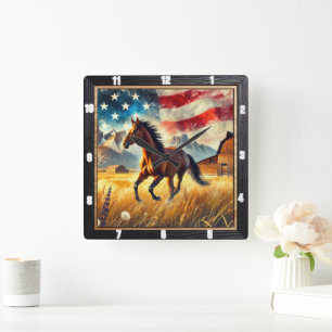 Reloj Cuadrado Galloping Horse Patriotic