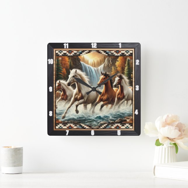 Reloj Cuadrado Galloping Horse Waterfall (Hogar)