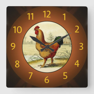 Reloj Cuadrado Gallus Domesticus (Gallo) Cocina -