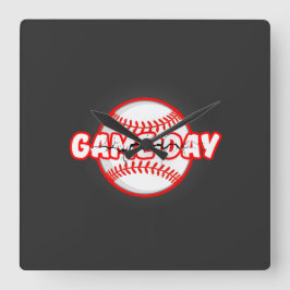 Reloj Cuadrado Game Day Cracked Baseball Sports Graphic