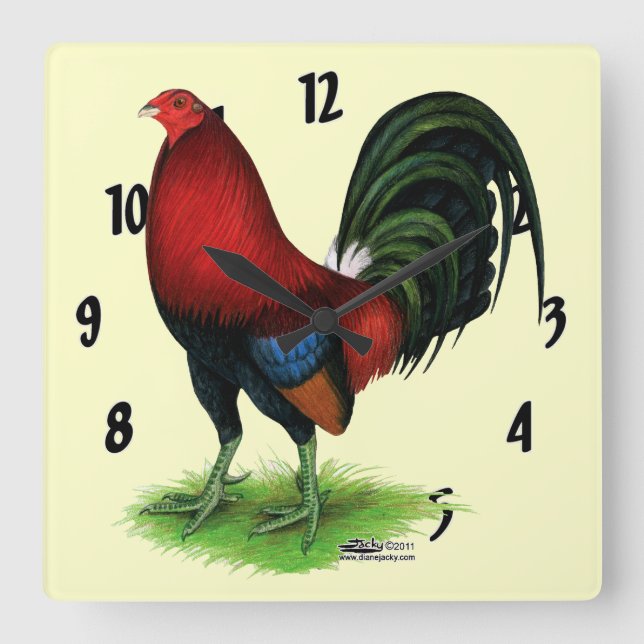 Reloj Cuadrado Gamecock: rojo oscuro (Anverso)