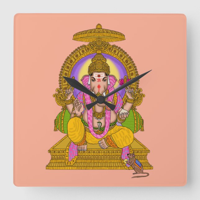 Reloj Cuadrado Ganesha Wall Clock (Anverso)