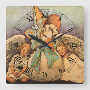Reloj Cuadrado Ganso Madre Vintage Niños Jessie Willcox Smith