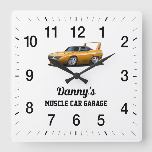 Reloj Cuadrado Garaje de auto muscular de Danny (Anverso)