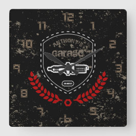 Reloj Cuadrado Garaje de Grunge Retro Vintage