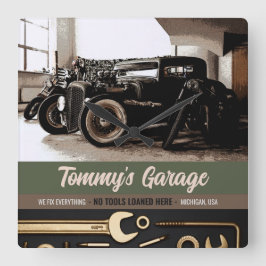 Reloj Cuadrado Garaje mecánico para motocicletas de Personalizado