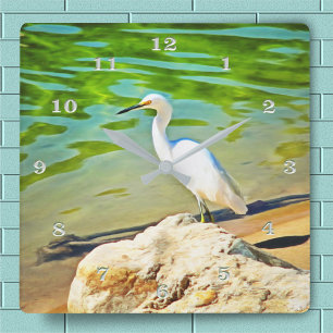 Reloj Cuadrado Garceta En El Río Mismaloya 0335
