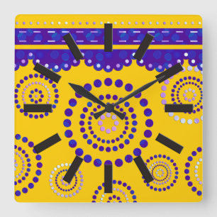 Reloj Cuadrado Garland ARTdeco azul violeta + tu color de fondo