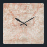 Reloj Cuadrado Garnet Weft<br><div class="desc">Garnet Weft III by June Erica Vess. Done in a peach-like color,  this design resembles the appearance of distressed fabric.</div>