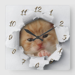 Reloj Cuadrado Gatito