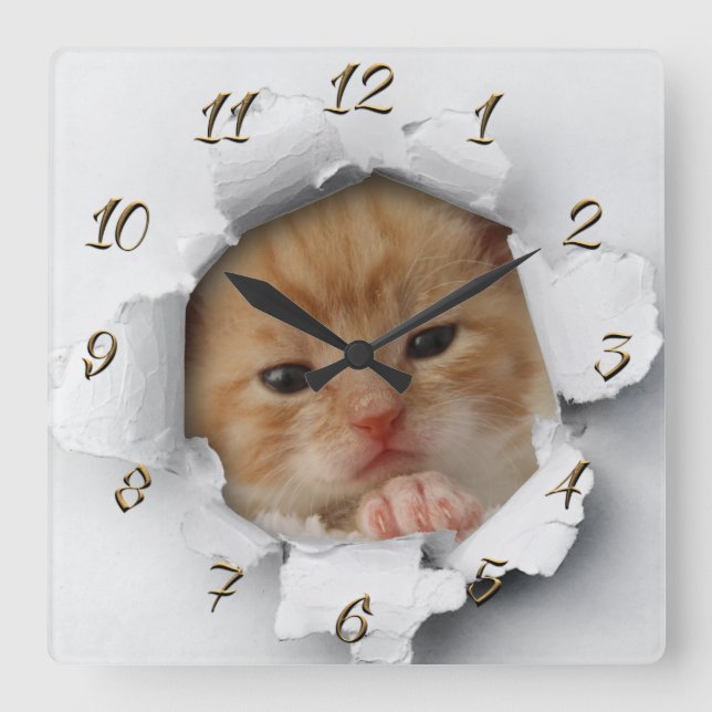 Reloj Cuadrado Gatito (Anverso)