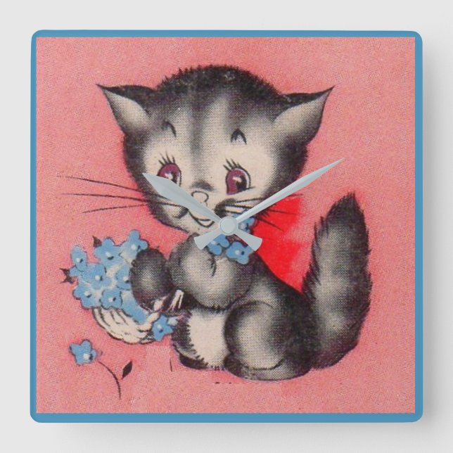 Reloj Cuadrado gatito dulce (Anverso)