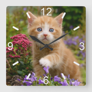Reloj Cuadrado Gatito Ginger Gatito Gatito Gatito en placa de mar